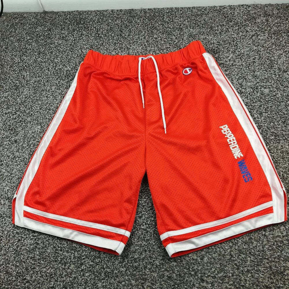 Vintage Pepperdine Waves Basketball Shorts Champion Athletic Orange Mens Large